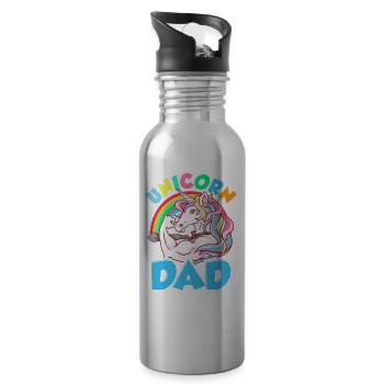 Awesome Unicorn Dad Cool Unicorn Dads - Water bottle with straw - silver - Right