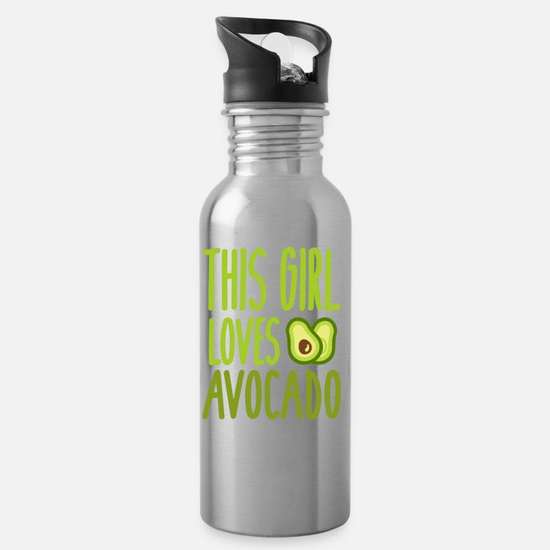 Avocado - Trinkflasche mit integriertem Trinkhalm - Lightsilver