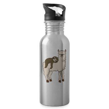 Paresseux Lama Lama Adorable Lama Fluffy & Sloth - Gourde avec paille intégrée - argent clair - Droite