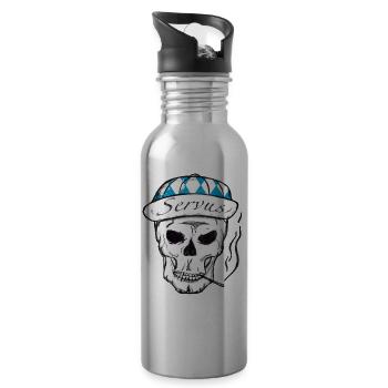 Bavarian Skull - Trinkflasche mit integriertem Trinkhalm - Lightsilver - Rechts