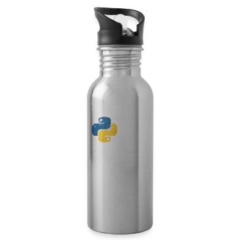 Lustige Python-Programmierer-Programmierung in Not - Trinkflasche mit integriertem Trinkhalm - Lightsilver - Rechts