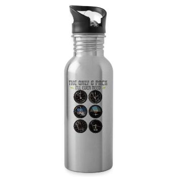 The Only Six Pack I'll Ever Need Airplane Pilot - Water bottle with straw - silver - Right