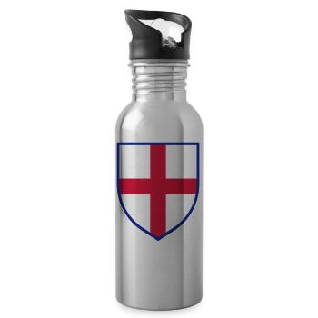 England Flagge, St. George's Cross Shield - Trinkflasche mit integriertem Trinkhalm - Lightsilver - Rechts