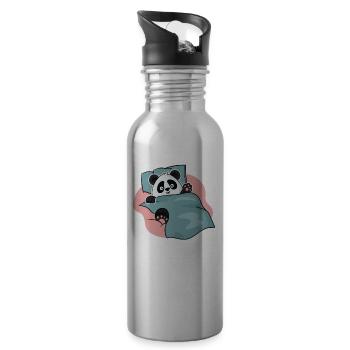 Schlafendes Panda-Design für Pandabär-Fans - Trinkflasche mit integriertem Trinkhalm - Lightsilver - Rechts