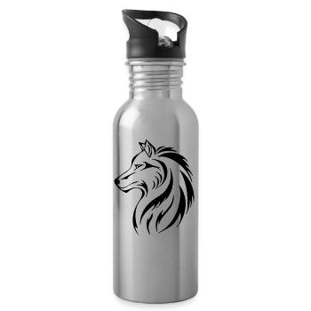 Wolf - Trinkflasche mit integriertem Trinkhalm - Lightsilver - Rechts
