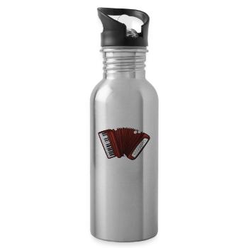 Accordion Music Note Design for Music Accordionist - Water bottle with straw - silver - Right