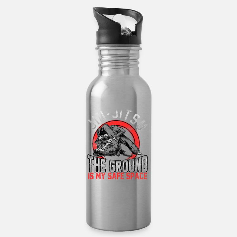 Jiu Jitsu Le sol est mon espace sûr BJJ Pun - Gourde avec paille intégrée - argent clair