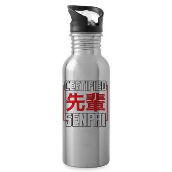 Certified Senpai Aesthetic Anime Manga Japanese - Water bottle with straw - silver - Right