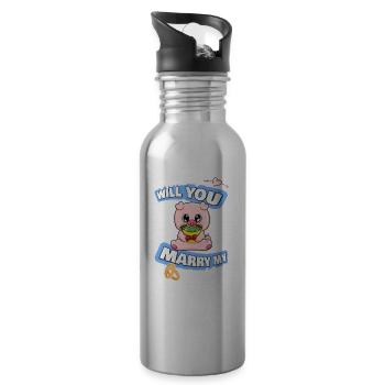 Offre de mariage maman épouseras-tu mon papa - Gourde avec paille intégrée - argent clair - Droite