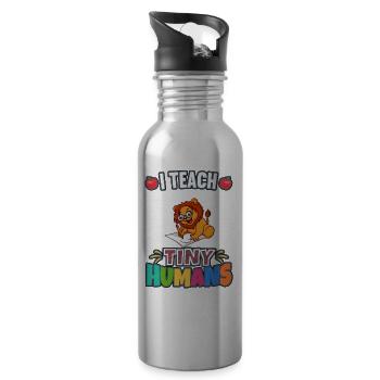 I Teach Tiny Humans Elementary School Teacher - Water bottle with straw - silver - Right