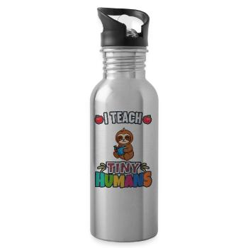 I Teach Tiny Humans Elementary School Teacher - Water bottle with straw - silver - Right