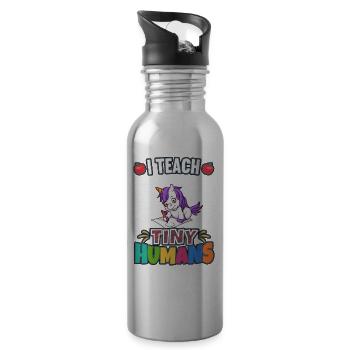 I Teach Tiny Humans Elementary School Teacher - Water bottle with straw - silver - Right