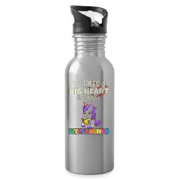 It Takes A Big Heart To Shape Little Minds Teacher - Water bottle with straw - silver - Right