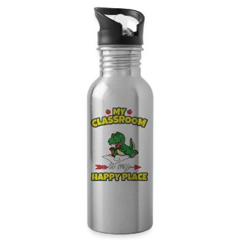 Ma classe est mon endroit heureux Enseignant du primaire - Gourde avec paille intégrée - argent clair - Droite