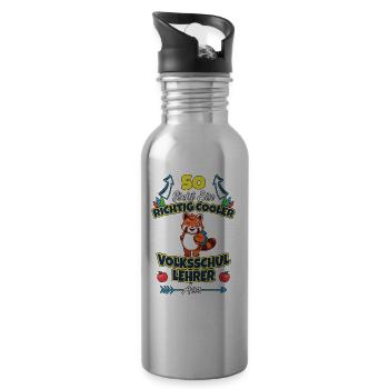 Volksschullehrer Volksschule Lehrkraft Lehrer - Trinkflasche mit integriertem Trinkhalm - Lightsilver - Rechts