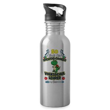 Volksschullehrer Volksschule Lehrkraft Lehrer - Trinkflasche mit integriertem Trinkhalm - Lightsilver - Rechts