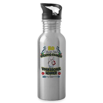 Volksschullehrer Volksschule Lehrkraft Lehrer - Trinkflasche mit integriertem Trinkhalm - Lightsilver - Rechts