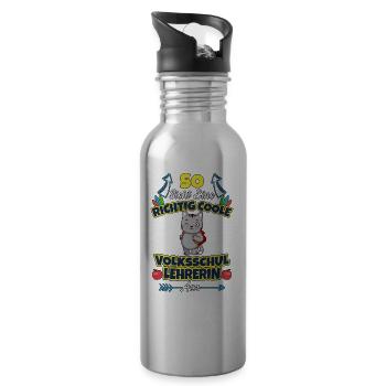 Volksschullehrerin Volksschule Lehrkraft Lehrerin - Trinkflasche mit integriertem Trinkhalm - Lightsilver - Rechts