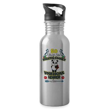 Volksschullehrer Volksschule Lehrkraft Lehrer - Trinkflasche mit integriertem Trinkhalm - Lightsilver - Rechts