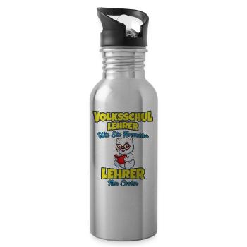 Volksschullehrer Volksschule Lehrkraft Lehrer - Trinkflasche mit integriertem Trinkhalm - Lightsilver - Rechts