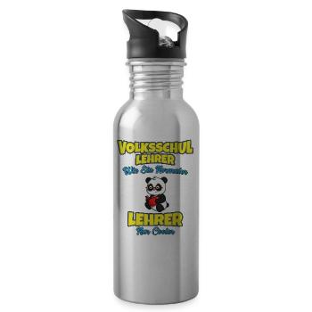 Volksschullehrer Volksschule Lehrkraft Lehrer - Trinkflasche mit integriertem Trinkhalm - Lightsilver - Rechts