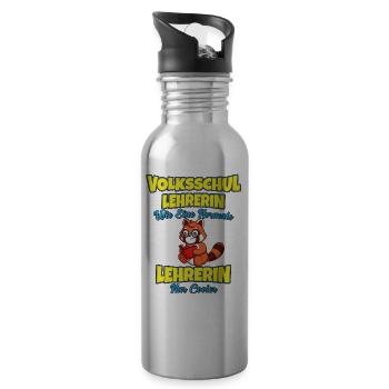 Volksschullehrerin Volksschule Lehrkraft Lehrerin - Trinkflasche mit integriertem Trinkhalm - Lightsilver - Rechts