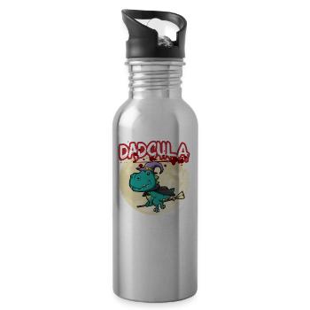 Dadcula Dracula Vampire Papa Drôle Fête d’Halloween - Gourde avec paille intégrée - argent clair - Droite