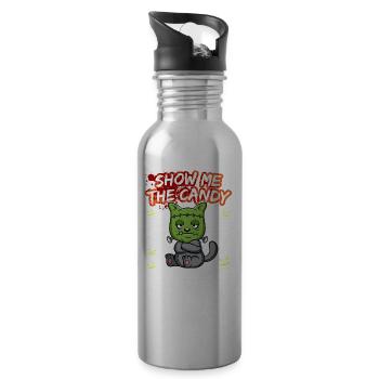 Show Me The Candy Halloween Costume Trick Or Treat - Water bottle with straw - silver - Right