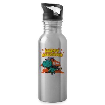 Happy Halloween Scary Funny Hallow's Eve Costume - Water bottle with straw - silver - Right