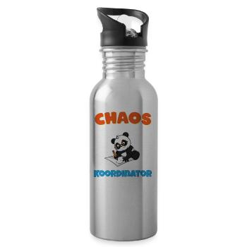 Chaos Koordinator Erzieher Kindergarten Erzieherin - Trinkflasche mit integriertem Trinkhalm - Lightsilver - Rechts