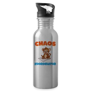 Chaos Koordinator Erzieher Kindergarten Erzieherin - Trinkflasche mit integriertem Trinkhalm - Lightsilver - Rechts