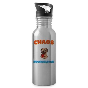 Chaos Koordinator Erzieher Kindergarten Erzieherin - Trinkflasche mit integriertem Trinkhalm - Lightsilver - Rechts
