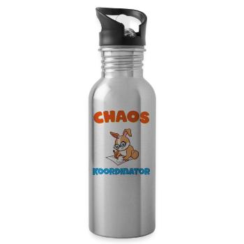 Chaos Koordinator Erzieher Kindergarten Erzieherin - Trinkflasche mit integriertem Trinkhalm - Lightsilver - Rechts