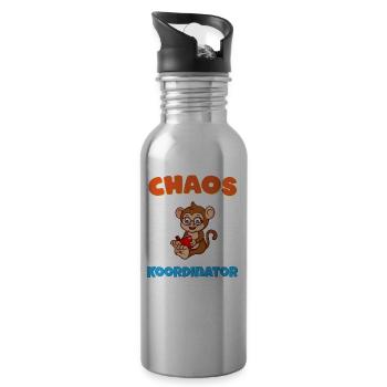 Chaos Koordinator Erzieher Kindergarten Erzieherin - Trinkflasche mit integriertem Trinkhalm - Lightsilver - Rechts