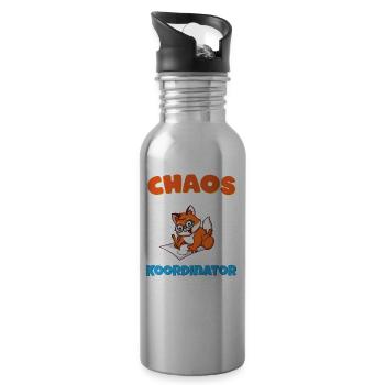 Chaos Koordinator Erzieher Kindergarten Erzieherin - Trinkflasche mit integriertem Trinkhalm - Lightsilver - Rechts