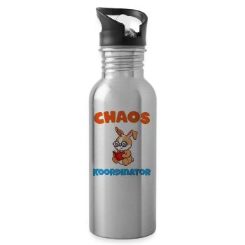 Chaos Koordinator Erzieher Kindergarten Erzieherin - Trinkflasche mit integriertem Trinkhalm - Lightsilver - Rechts
