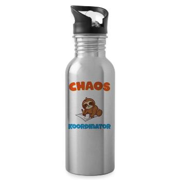Chaos Koordinator Erzieher Kindergarten Erzieherin - Trinkflasche mit integriertem Trinkhalm - Lightsilver - Rechts