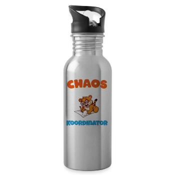 Chaos Koordinator Erzieher Kindergarten Erzieherin - Trinkflasche mit integriertem Trinkhalm - Lightsilver - Rechts