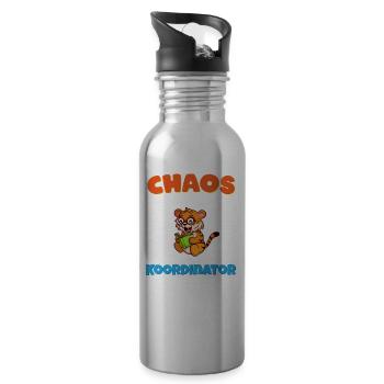 Chaos Koordinator Erzieher Kindergarten Erzieherin - Trinkflasche mit integriertem Trinkhalm - Lightsilver - Rechts