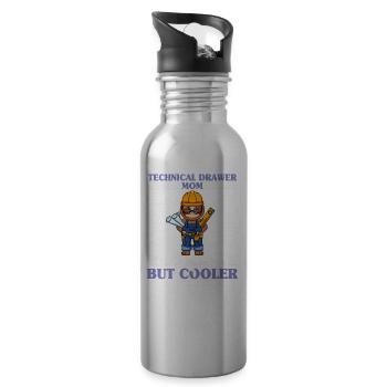 Technical Drawer Mom Like A Regualr Mom But Cooler - Water bottle with straw - silver - Right