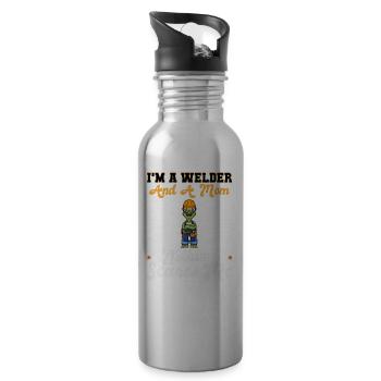 I'm A Welder And A Mom Nothing Scares Me - Trinkflasche mit integriertem Trinkhalm - Lightsilver - Rechts