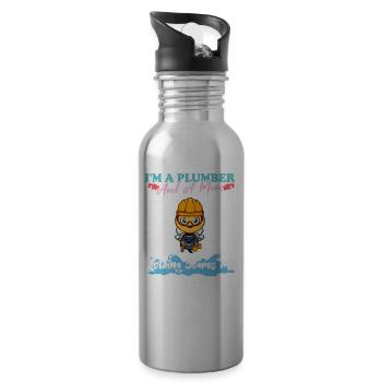 I'm A Plumber And A Mom Nothing Scares Me - Trinkflasche mit integriertem Trinkhalm - Lightsilver - Rechts