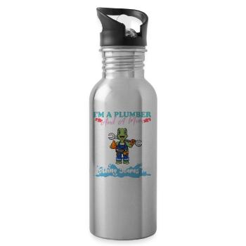 I'm A Plumber And A Mom Nothing Scares Me - Trinkflasche mit integriertem Trinkhalm - Lightsilver - Rechts