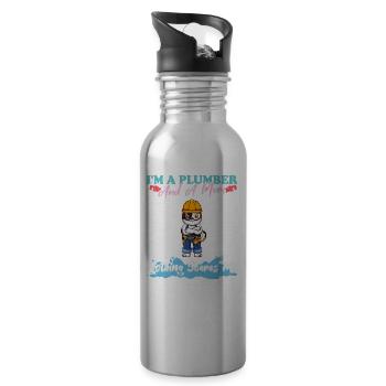 I'm A Plumber And A Mom Nothing Scares Me - Trinkflasche mit integriertem Trinkhalm - Lightsilver - Rechts