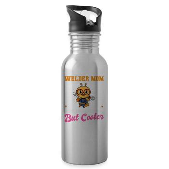 Welder Mom Like A Regualr Mom But Cooler - Trinkflasche mit integriertem Trinkhalm - Lightsilver - Rechts