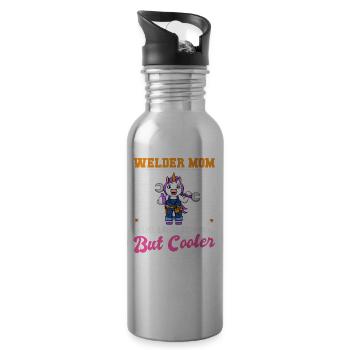 Welder Mom Like A Regualr Mom But Cooler - Trinkflasche mit integriertem Trinkhalm - Lightsilver - Rechts
