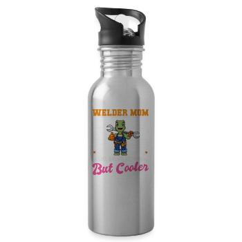 Maman soudeuse comme une maman régulière mais plus cool - Gourde avec paille intégrée - argent clair - Droite