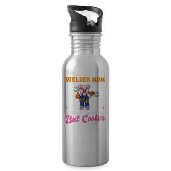 Maman soudeuse comme une maman régulière mais plus cool - Gourde avec paille intégrée - argent clair - Droite