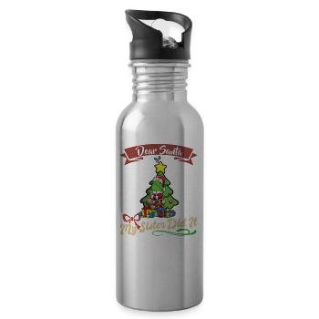 Cher Père Noël Ma sœur l’a fait frères et sœurs Noël - Gourde avec paille intégrée - argent clair - Droite