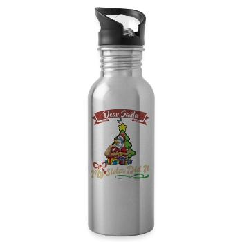 Cher Père Noël Ma sœur l’a fait frères et sœurs Noël - Gourde avec paille intégrée - argent clair - Droite
